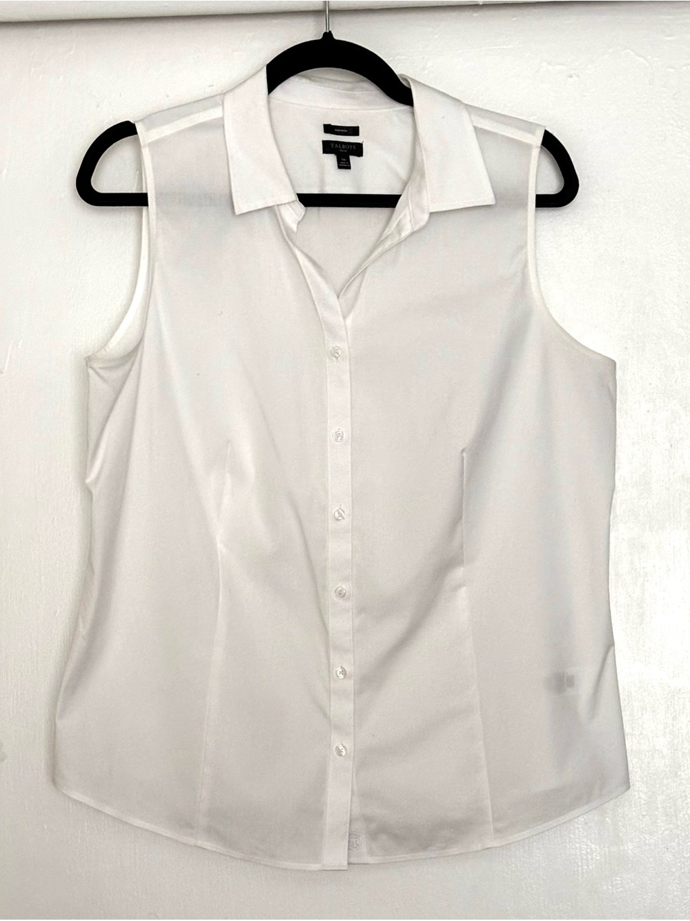 Talbots Non-Iron Perfect Shirt White Sleeveless Size 14P Petite